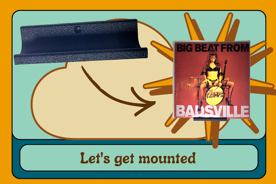 Wall mounted vinyl display shelf